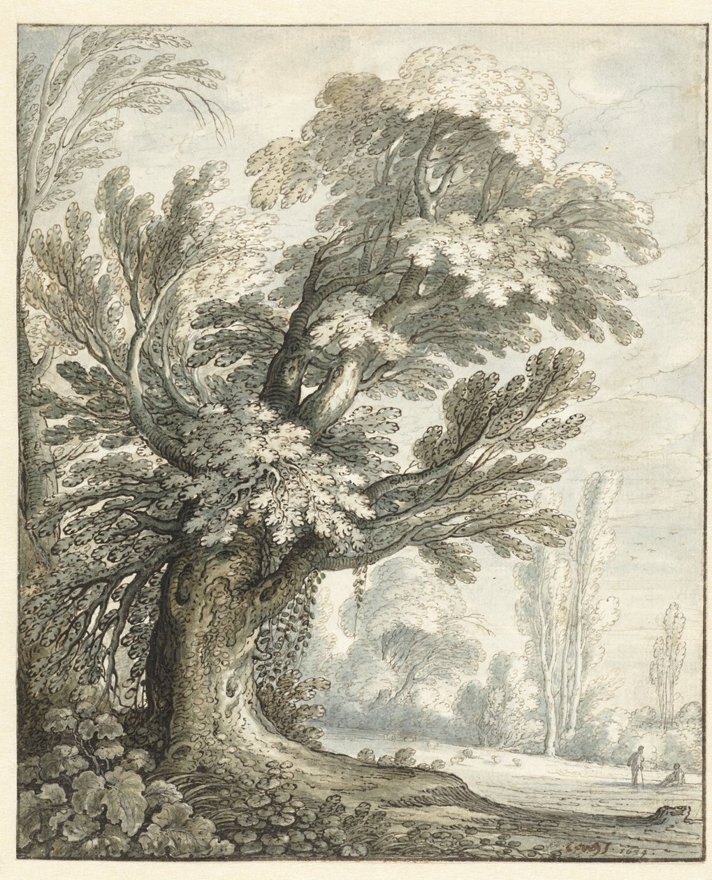 Landscape with a Tall Tree by Marten de Cock