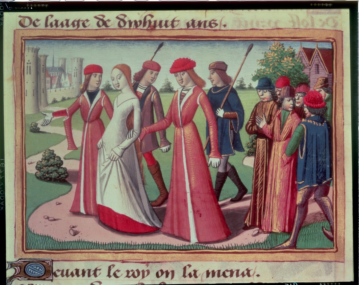 Joan of Arc being led to Charles VII from the Vigils of Charles VII, c.1484 by Martial de Paris