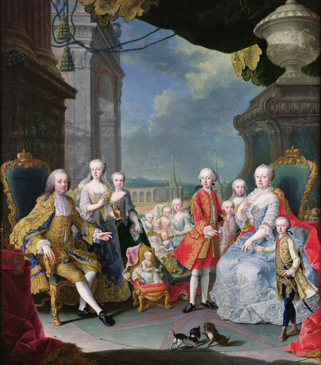 Franz Stephan I with his Wife Marie-Therese and their Children by Martin II Mytens or Meytens