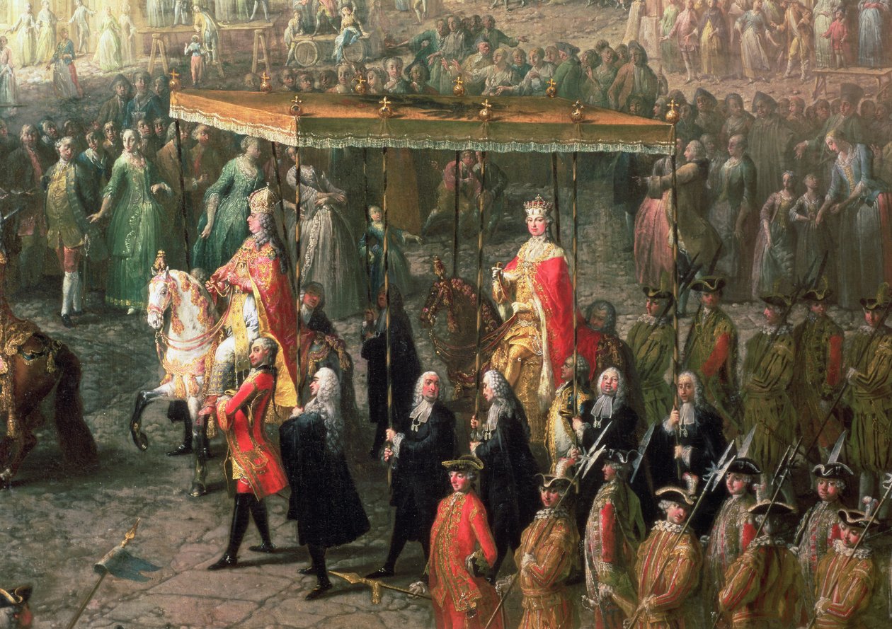 The Coronation Procession of Joseph II Emperor of Germany in Romerberg (detail) by Martin II Mytens or Meytens