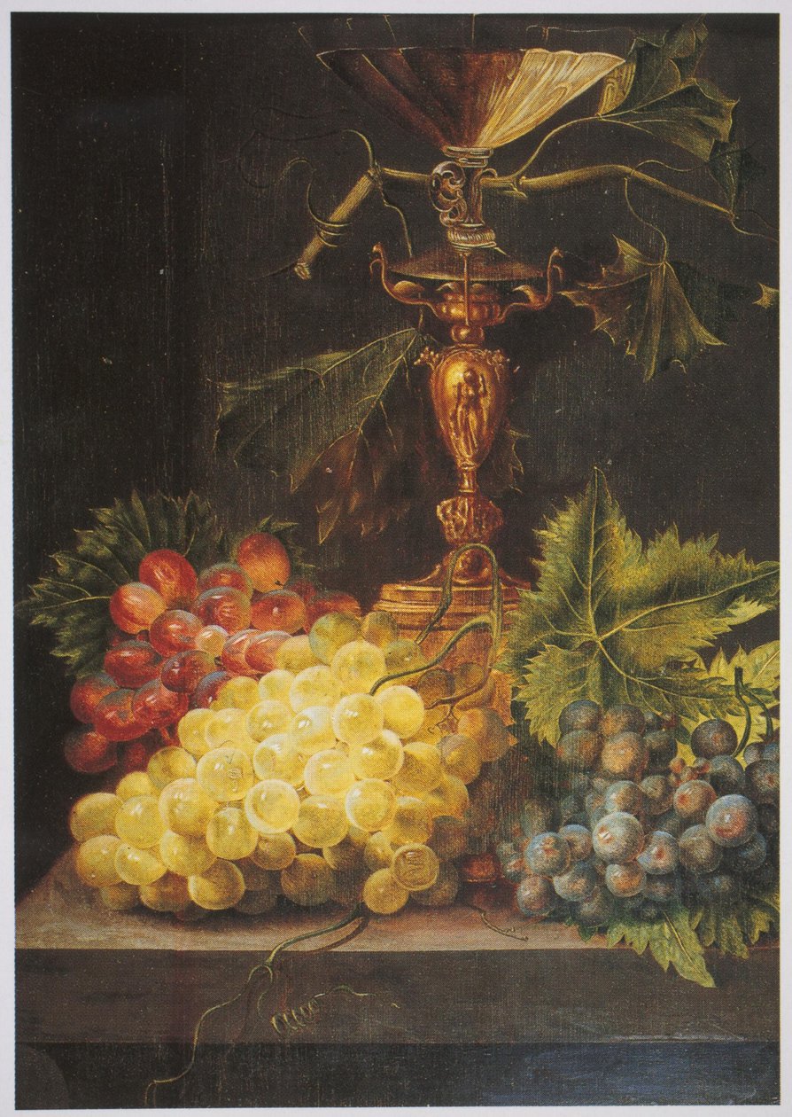 Excerpt from a Still Life with Goblet and Bunch of Grapes by Martina Adriana Maria van Toulon