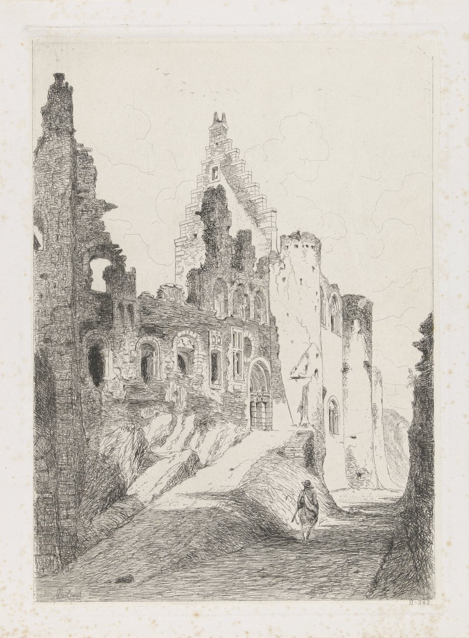 Ruins of Vianden Castle by Martinus Antonius Kuytenbrouwer jr.