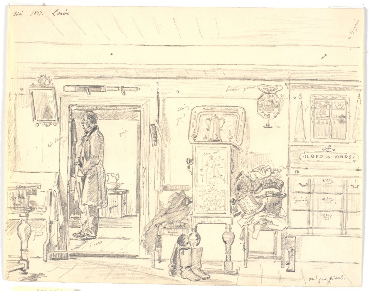 Peasant Cottage with Standing Man, Læsø by Martinus Rørbye
