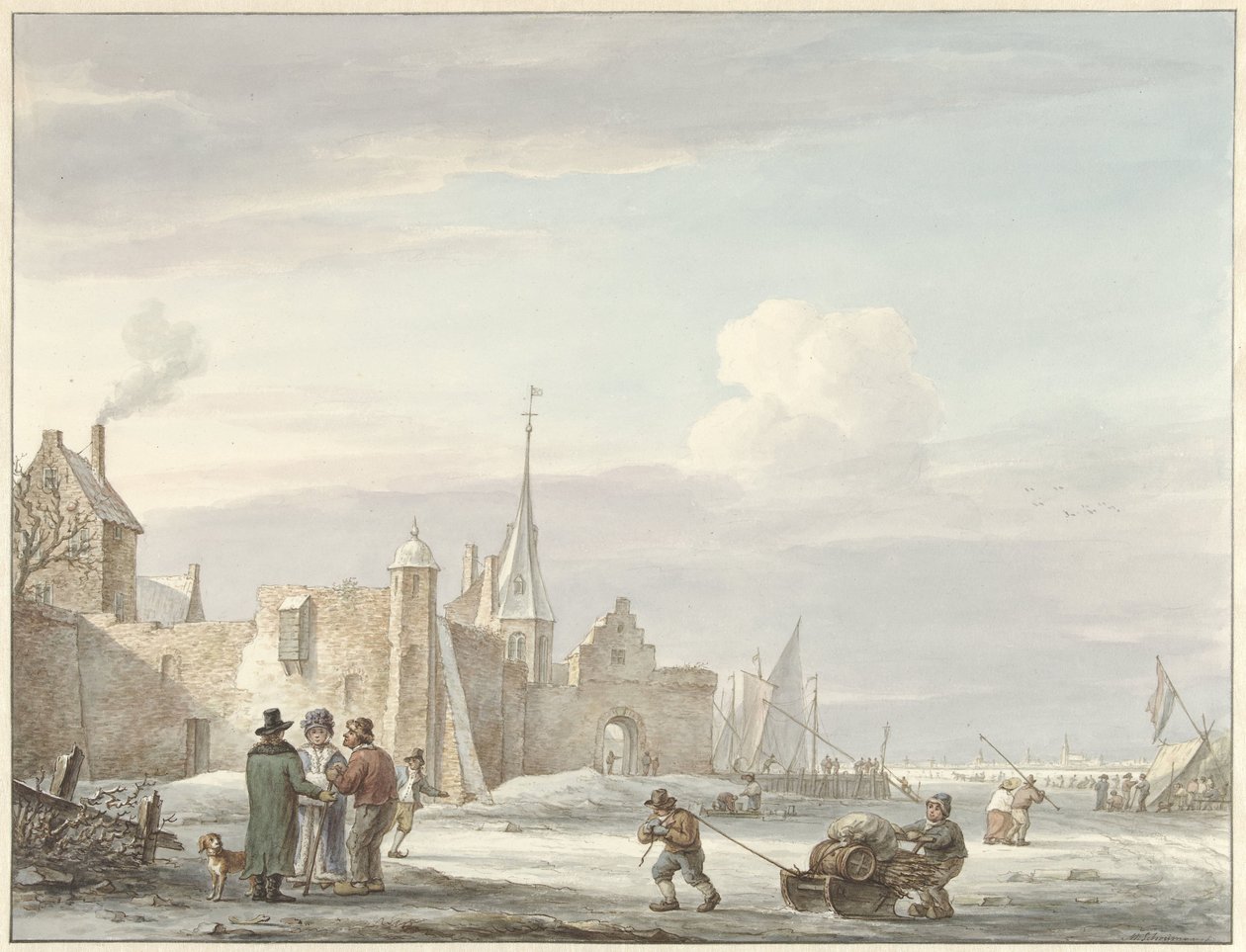 Cityscape in Winter by Martinus Schouman