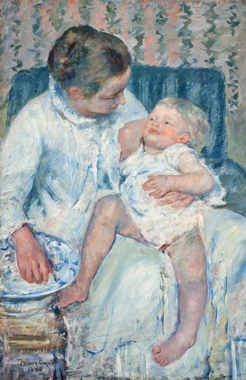 Mother About to Wash Her Sleepy Child by Mary Cassatt