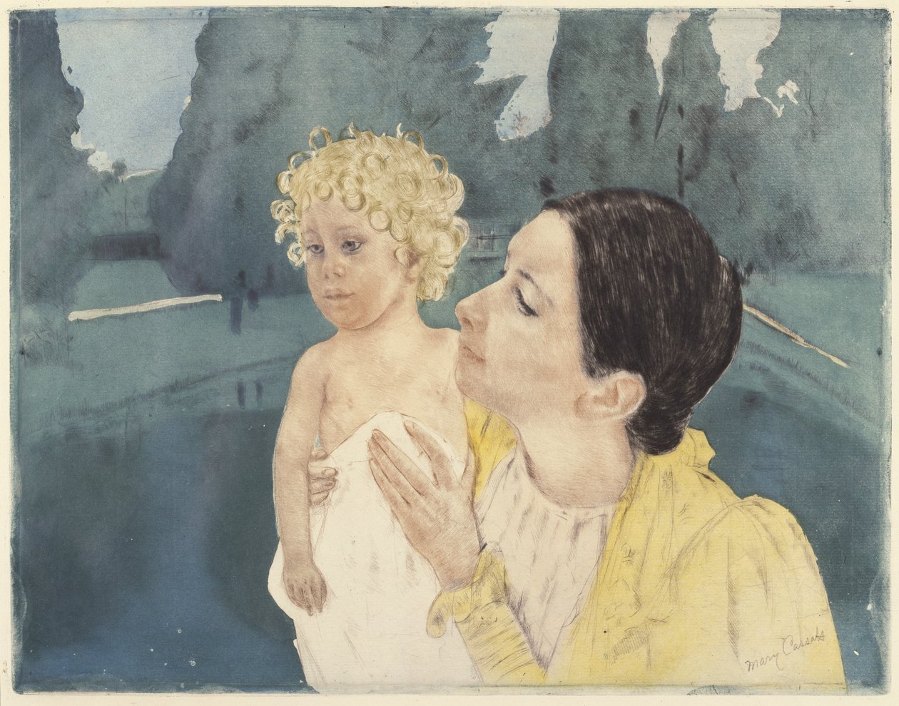 Mother and Child before a Pool by Mary Cassatt