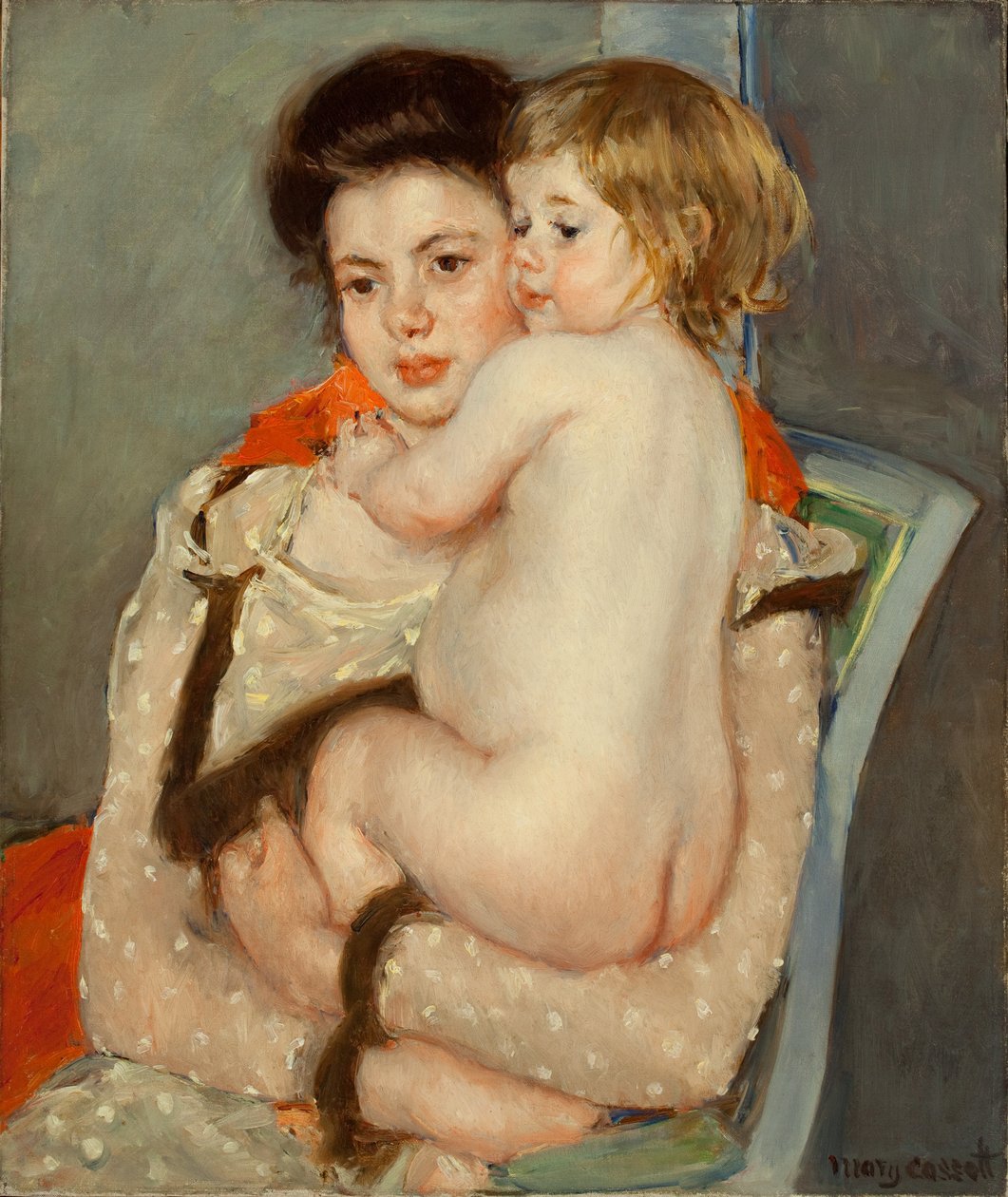 Reine Lefebvre Holding a Nude Baby by Mary Cassatt