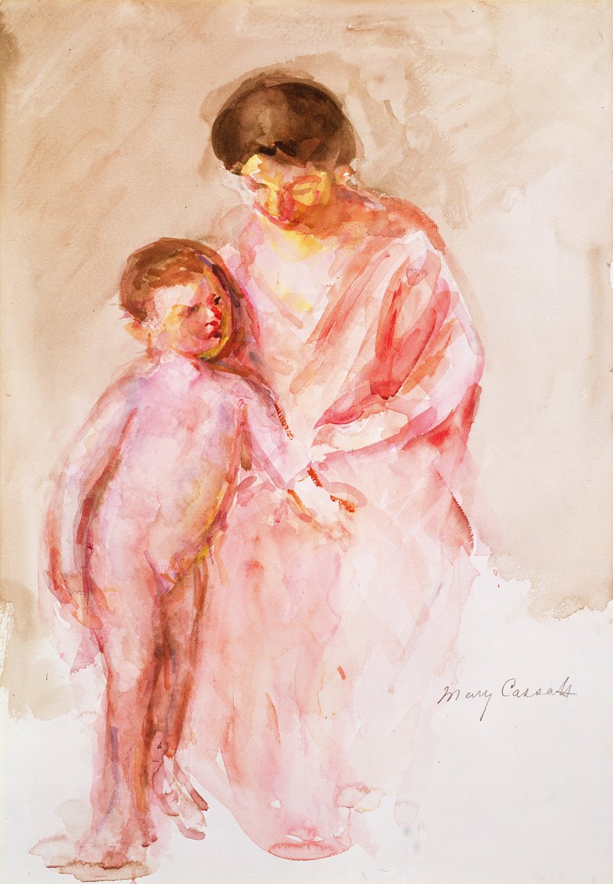 Woman with a Nude Boy at her Side by Mary Cassatt
