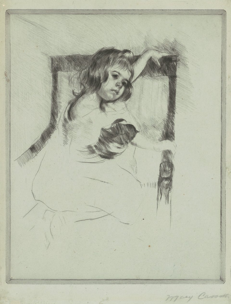 Kneeling in an Armchair by Mary Cassatt