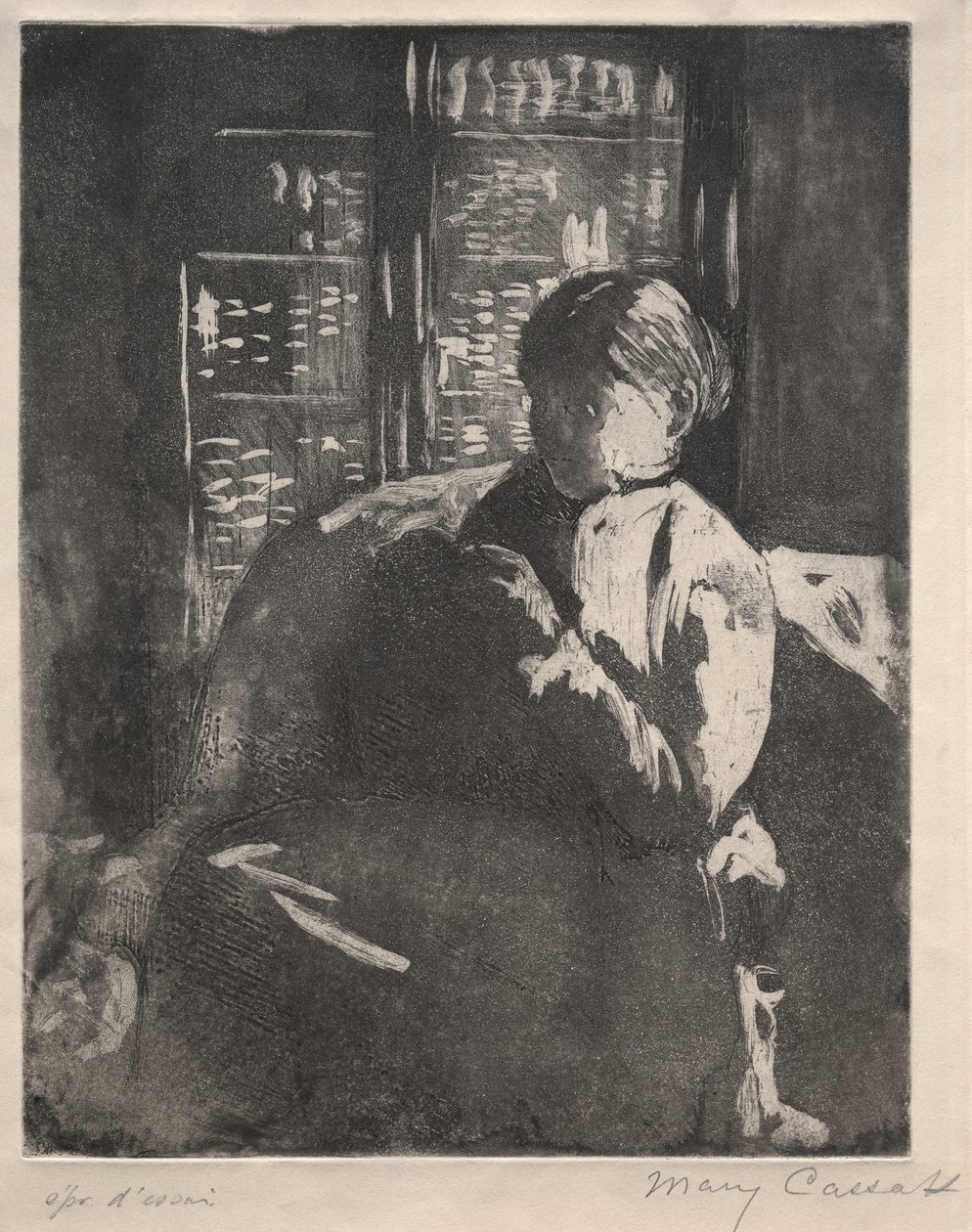 Knitting in the Library, c. 1881 by Mary Cassatt