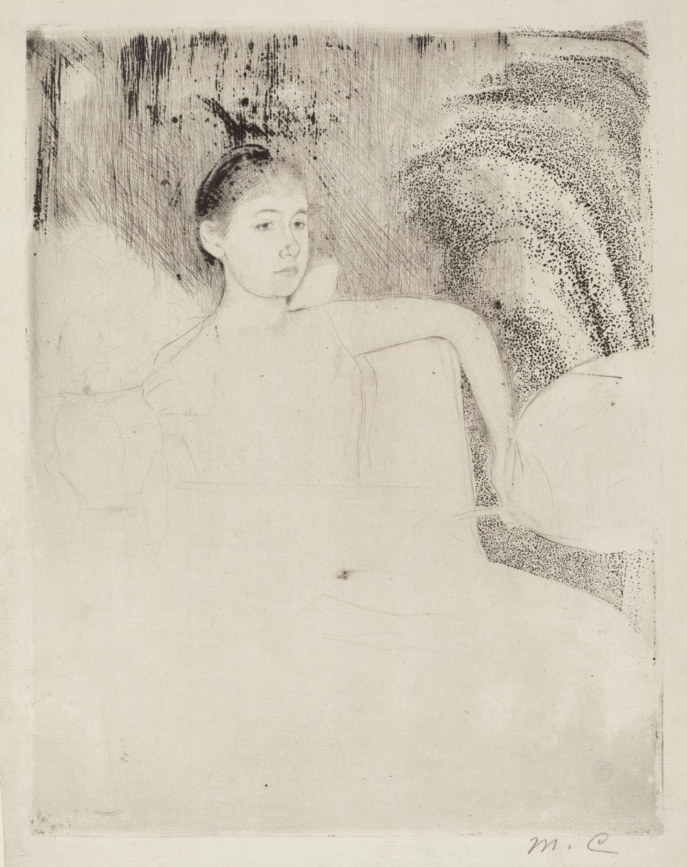 Mimi Holding a Japanese Fan by Mary Cassatt