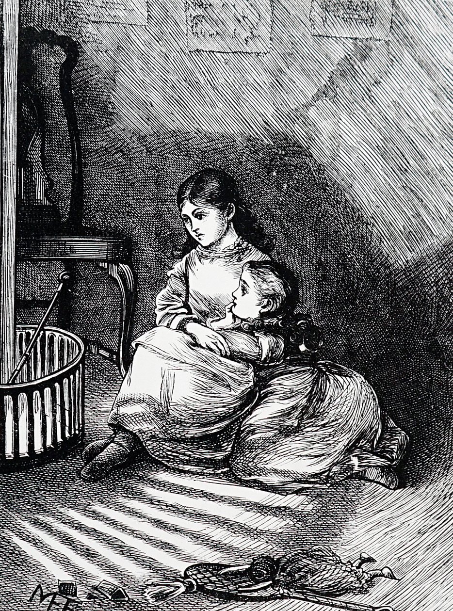 Children Seated by the Fireside by Mary Ellen Edwards