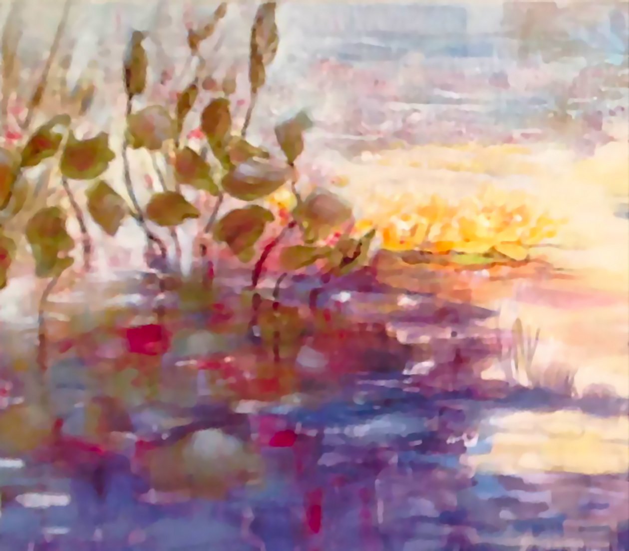 Gold and Pink Reflections by Mary Smith