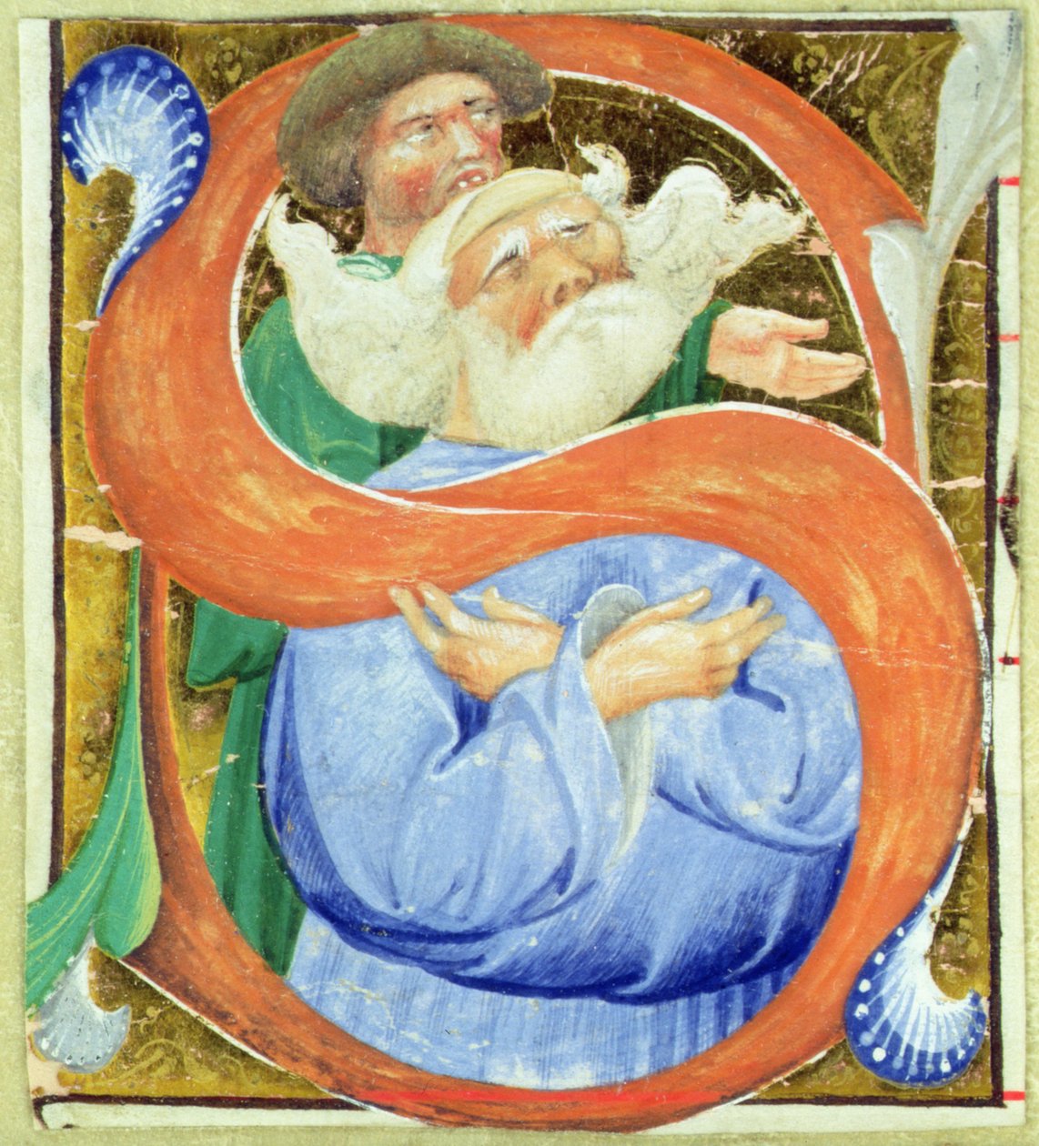 Historiated Initial S Depicting an Old Man Praying by Master of San Michele of Murano