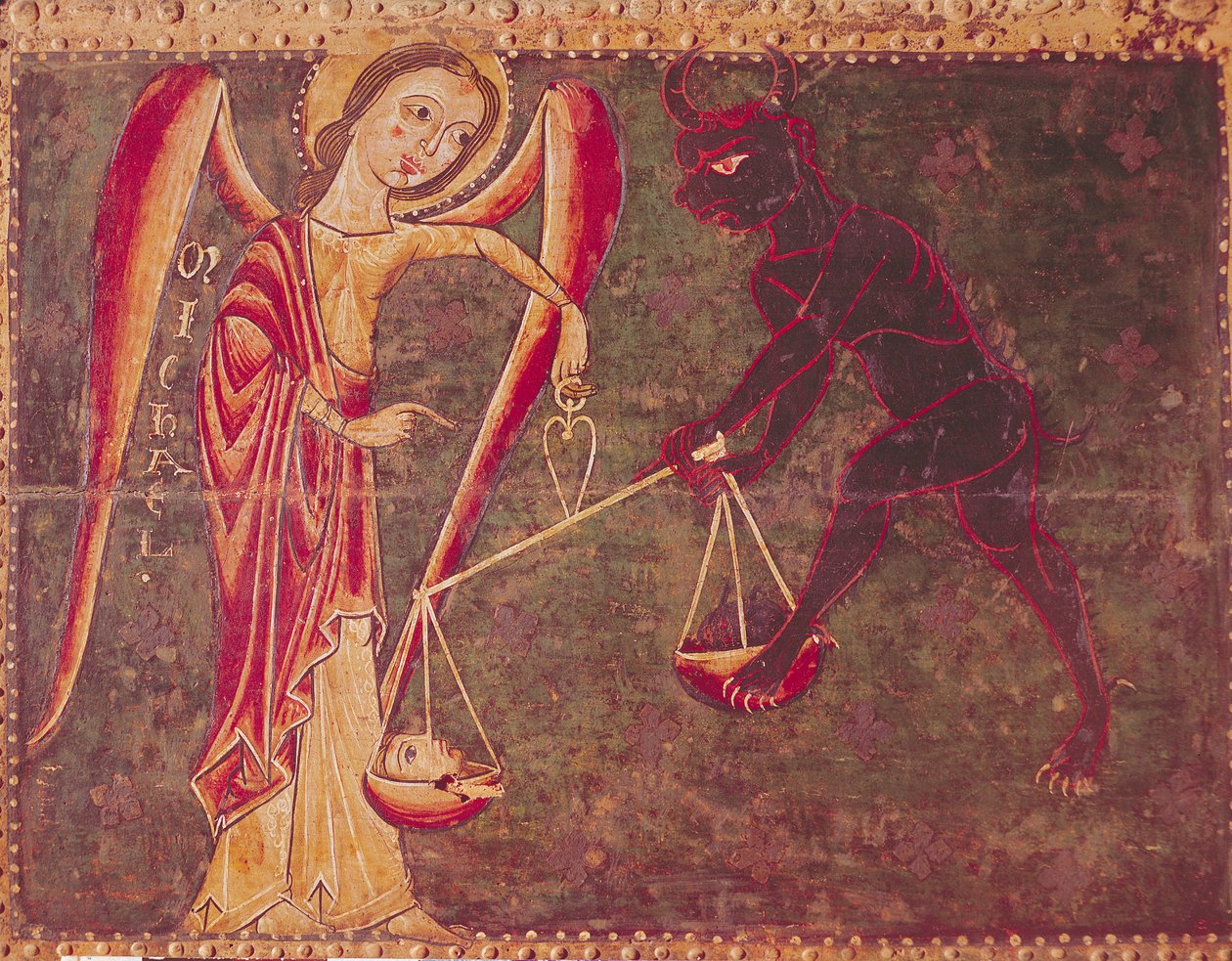St. Michael Weighing Souls, from an altarpiece dedicated to Archangel Michael by Master of the Llusanes