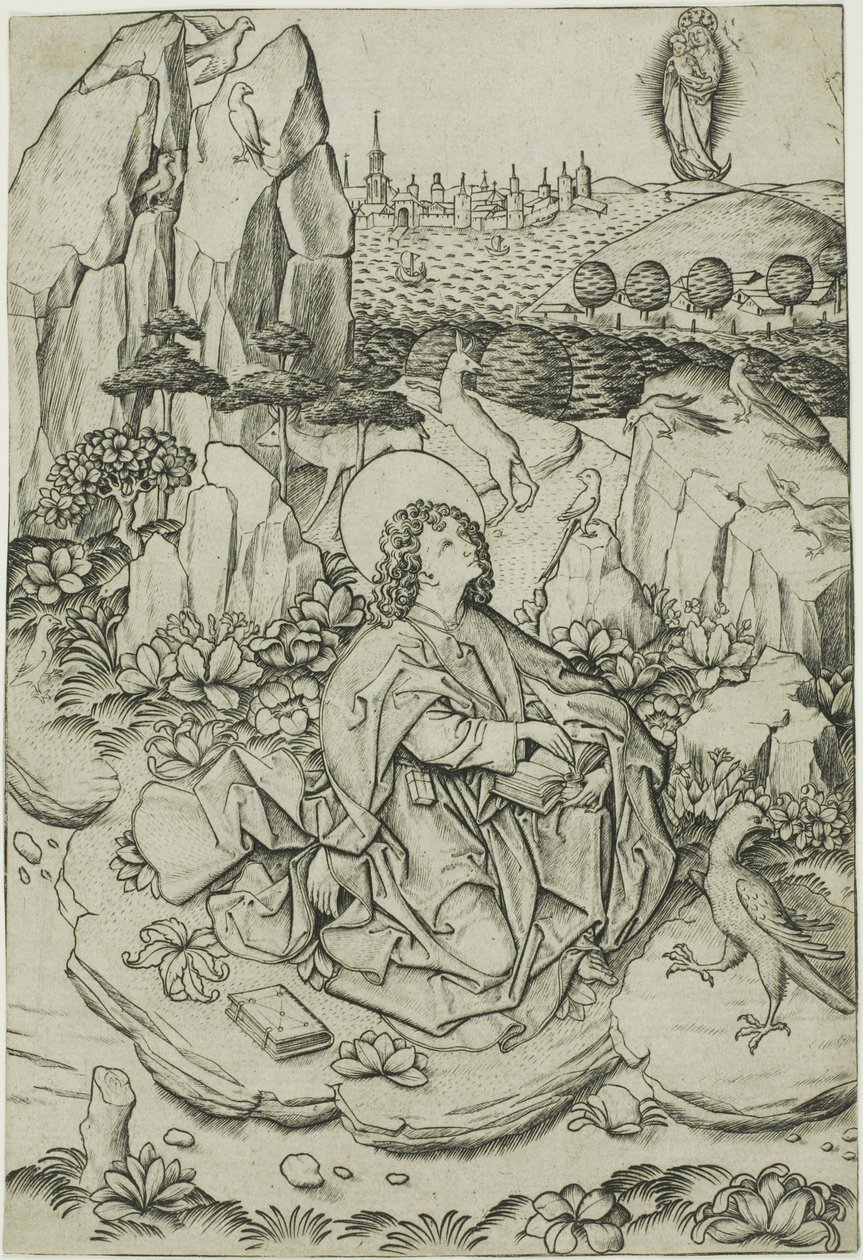 Saint John on the Island of Patmos by Master E.S.