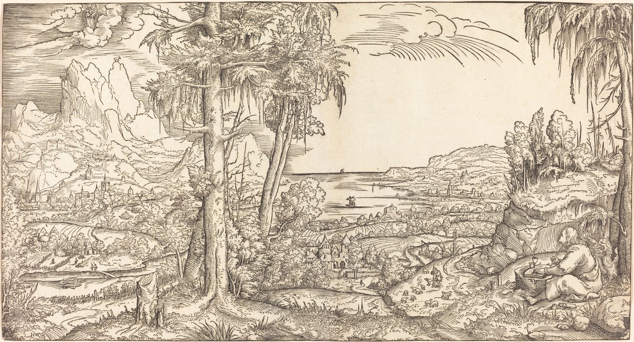 Saint John on Patmos by Master H.W.G.