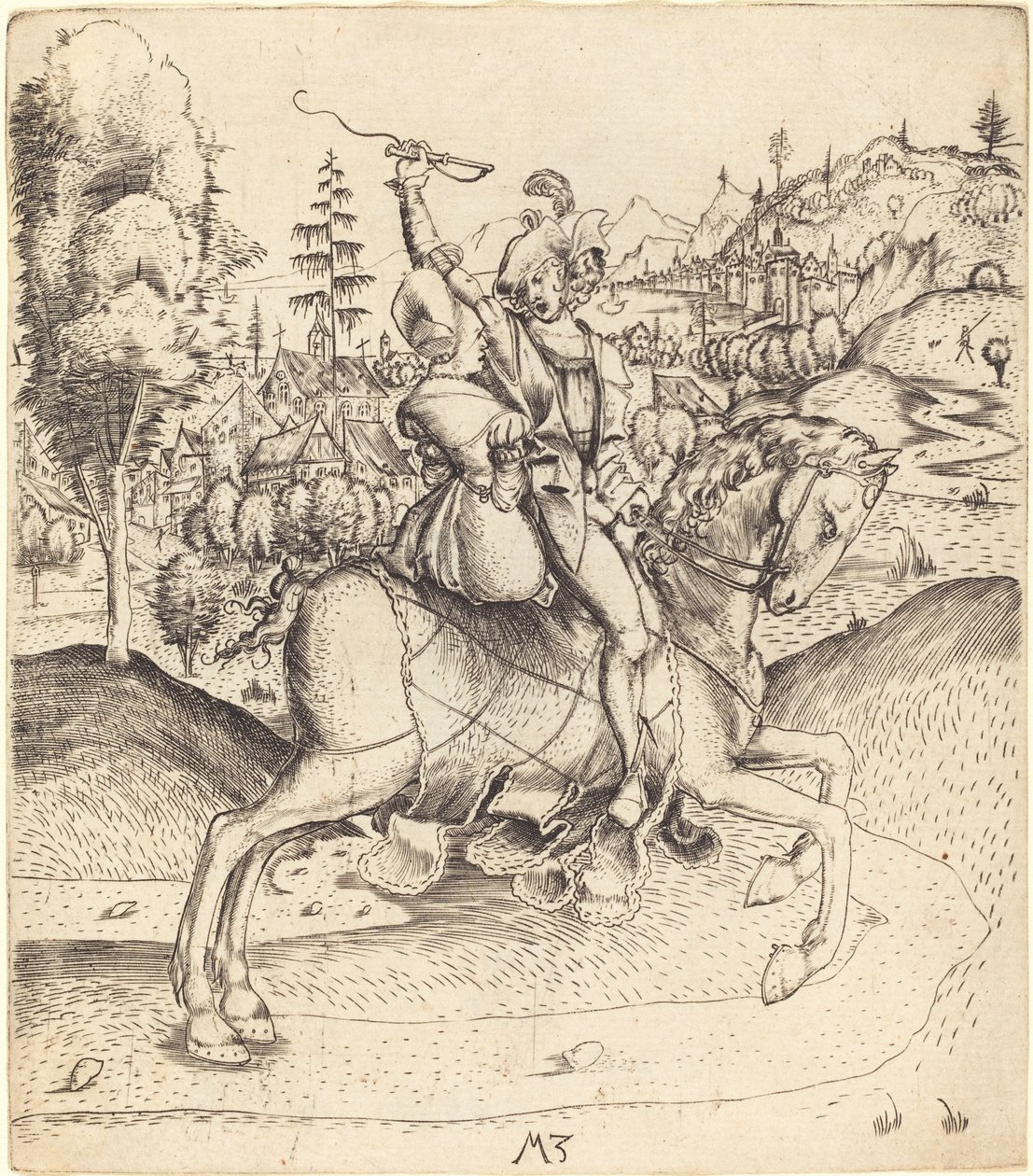 Knight and Lady on Horseback by Master MZ