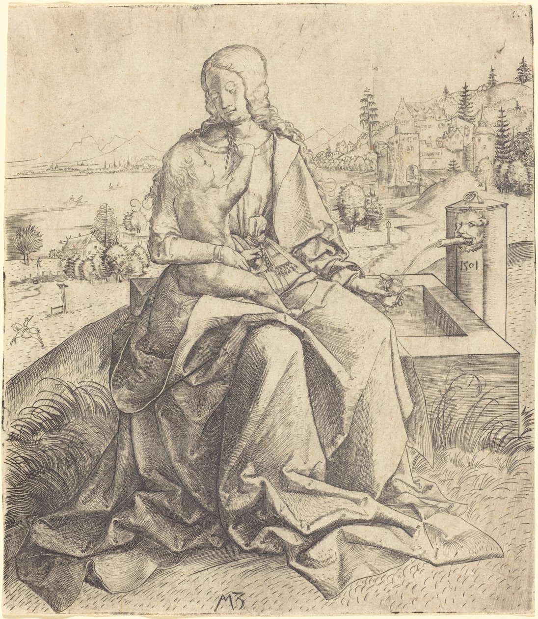 Madonna and Child at a Fountain by Master MZ