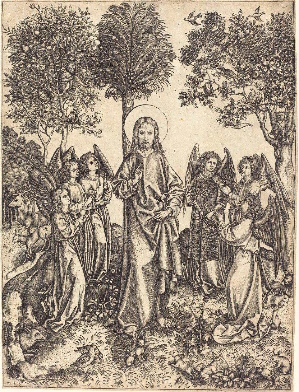 Christ in the Wilderness Served by Angels by Master i.e.