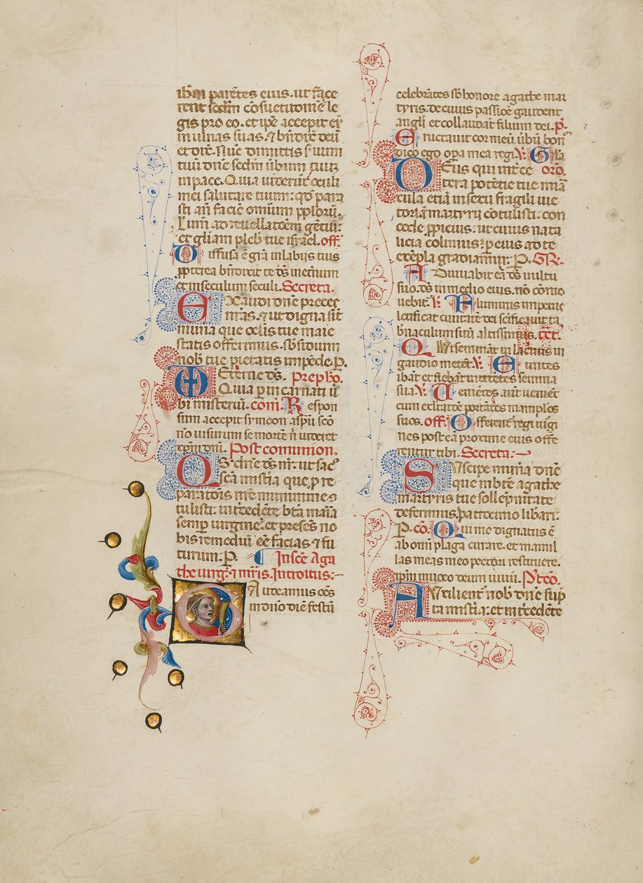 Initial G: Saint Agatha by Master of the Brussels Initials
