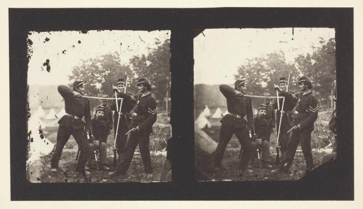 Untitled [American Soldiers Posing with Weapons], 1850-1900 by Mathew Brady