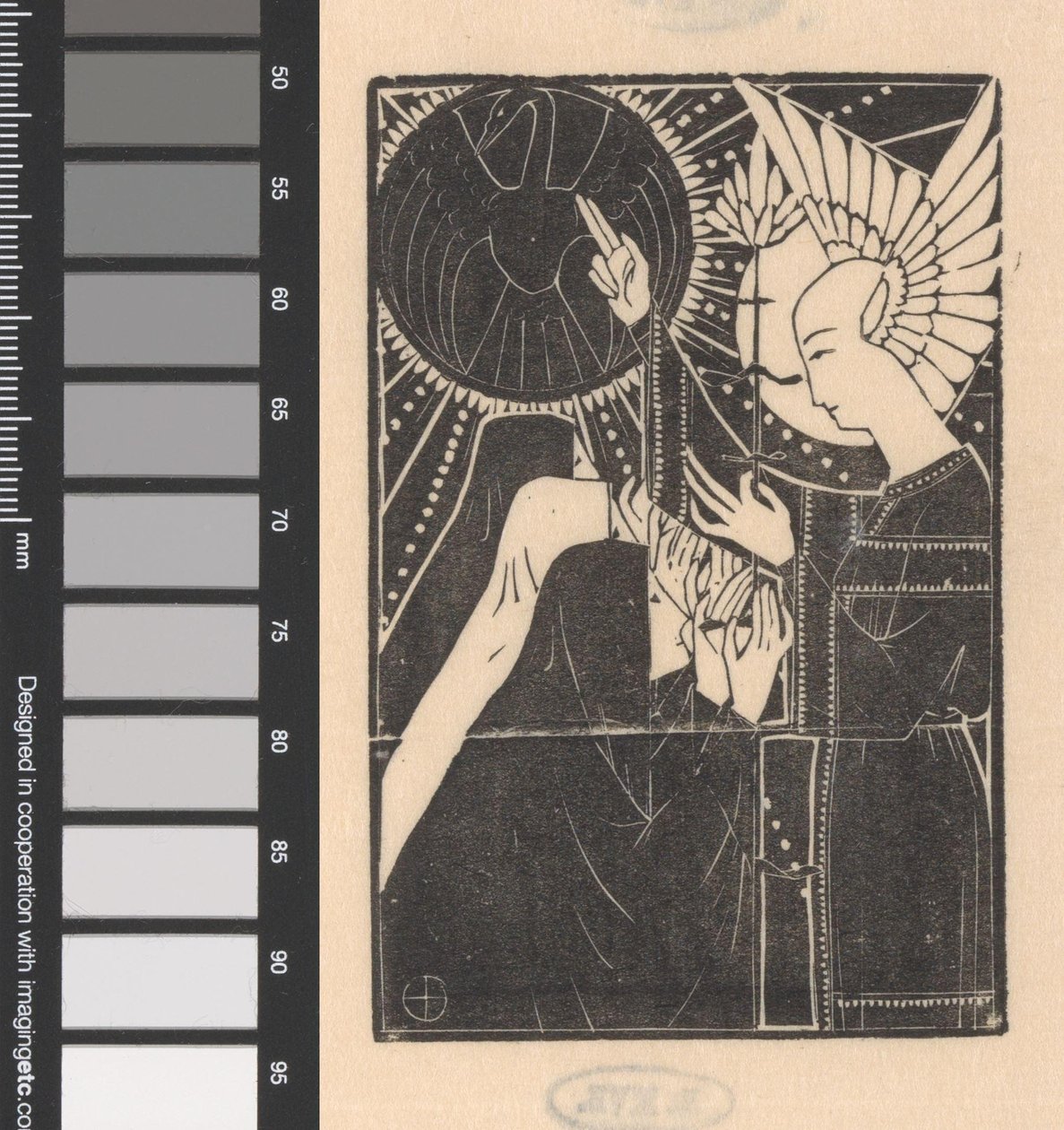 Three Kneeling Figures Before a Winged Man by Mathieu Lauweriks