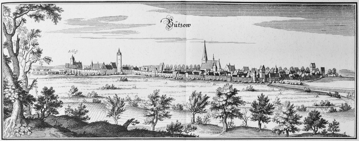 Bützow by Matthaus Merian