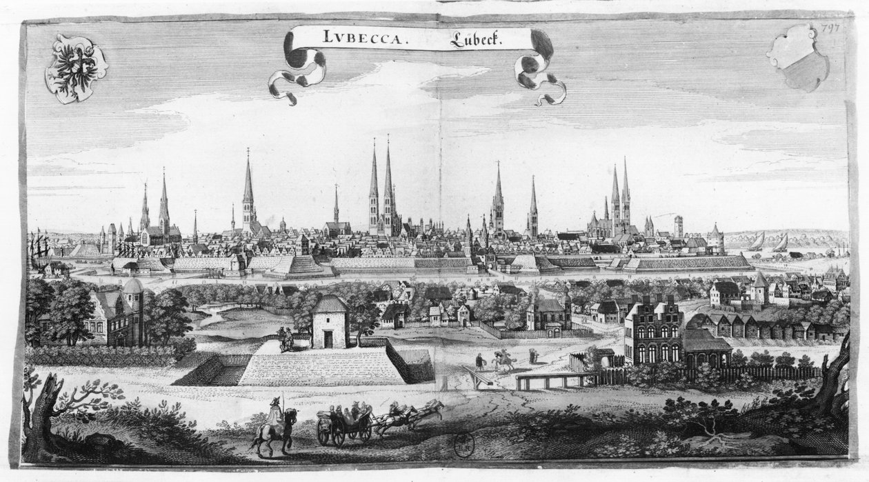 View of Lubeck by Matthaus the Elder Merian