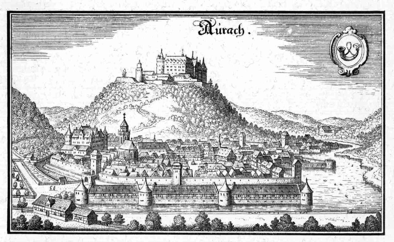 Aurach - excerpt from Topographia Sueviae by Matthaus Merian
