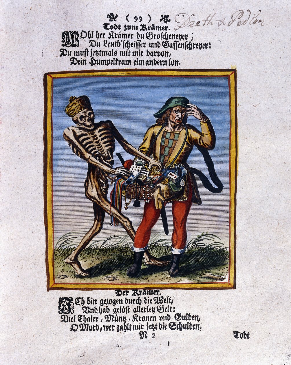 Death and the Peddler, c.1710 by Matthaus Merian