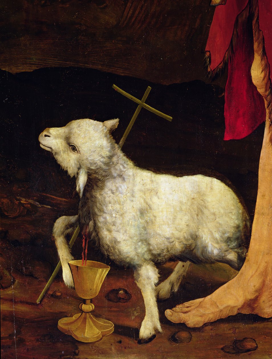 Detail of the Crucifixion from Isenheim Altarpiece (detail of a lamb) by Matthias Grünewald