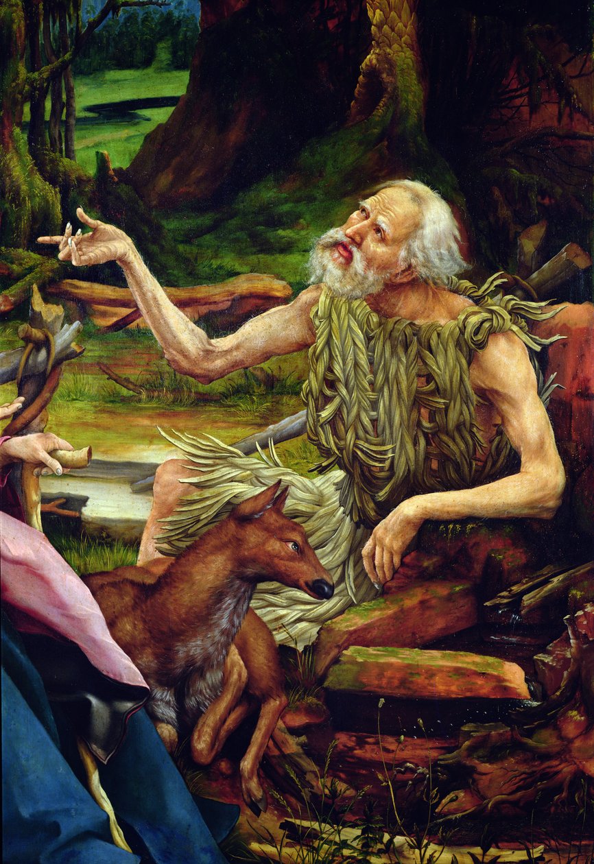 The Visit of Saint Anthony to Saint Paul the Hermit (detail from the Isenheim Altarpiece) by Matthias Grünewald