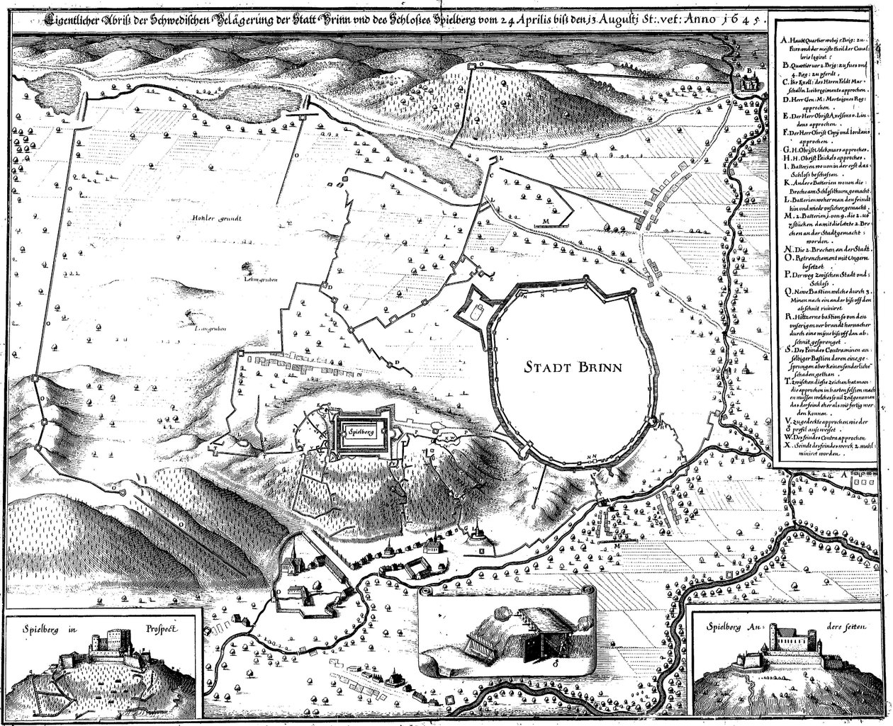 Plan of the City of Brno in 1645, During Its Siege by the Swedes, by Merian by Matthaus Merian