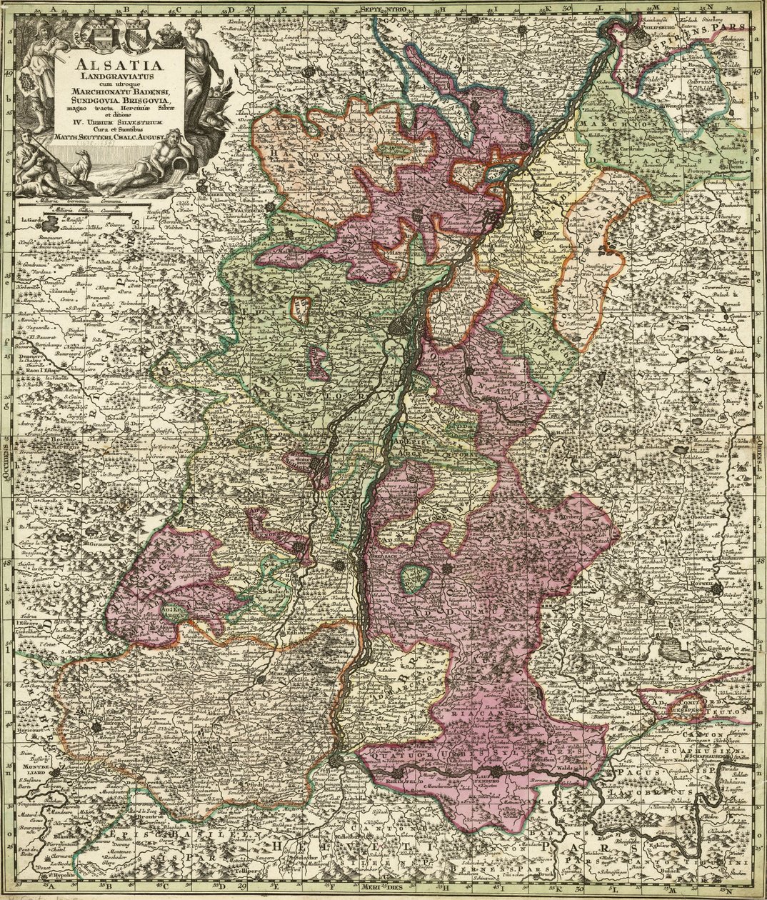 Map of Alsace, Baden, Sundgau and Breisgau by Georg Matthäus Seutter