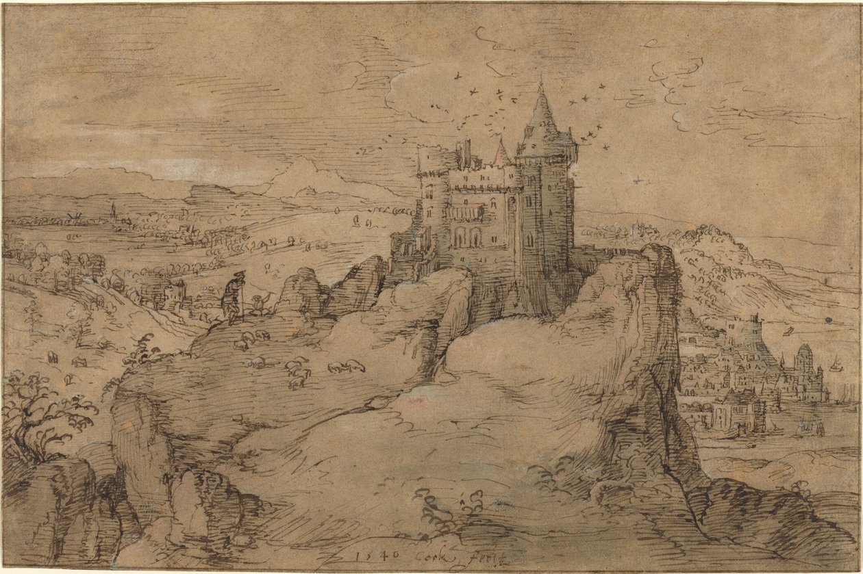 Landscape with Castle above a Harbor by Matthys Cock