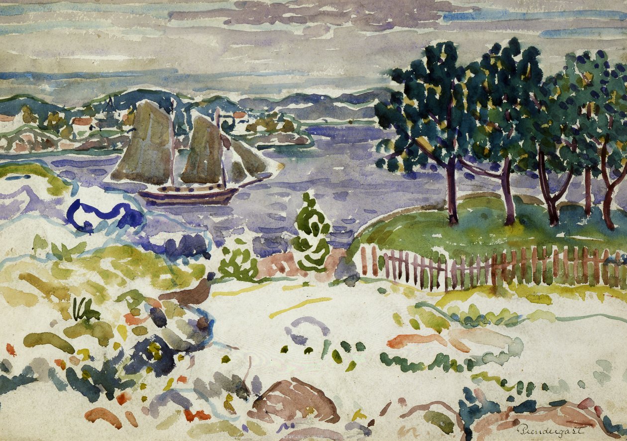 Inlet with Sailboat, Maine by Maurice Brazil Prendergast