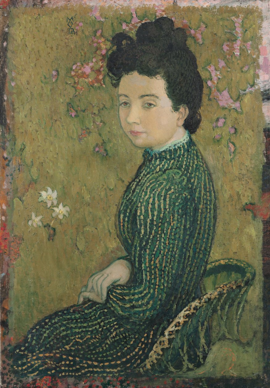 Eva Meurier in a Green Dress by Maurice Denis