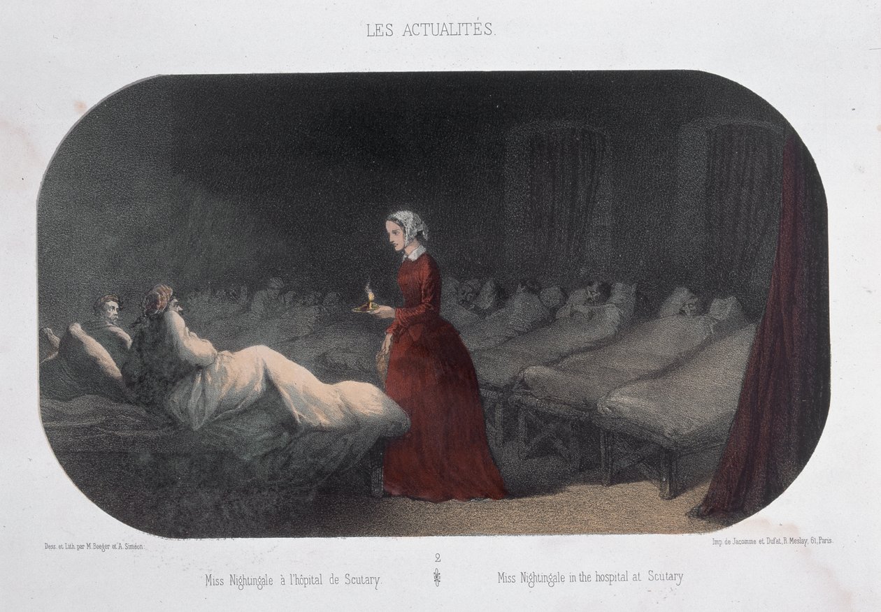 Miss Nightingale in the hospital in Scutary during the Crimean War, 1856 by Max and Simeon Beeger