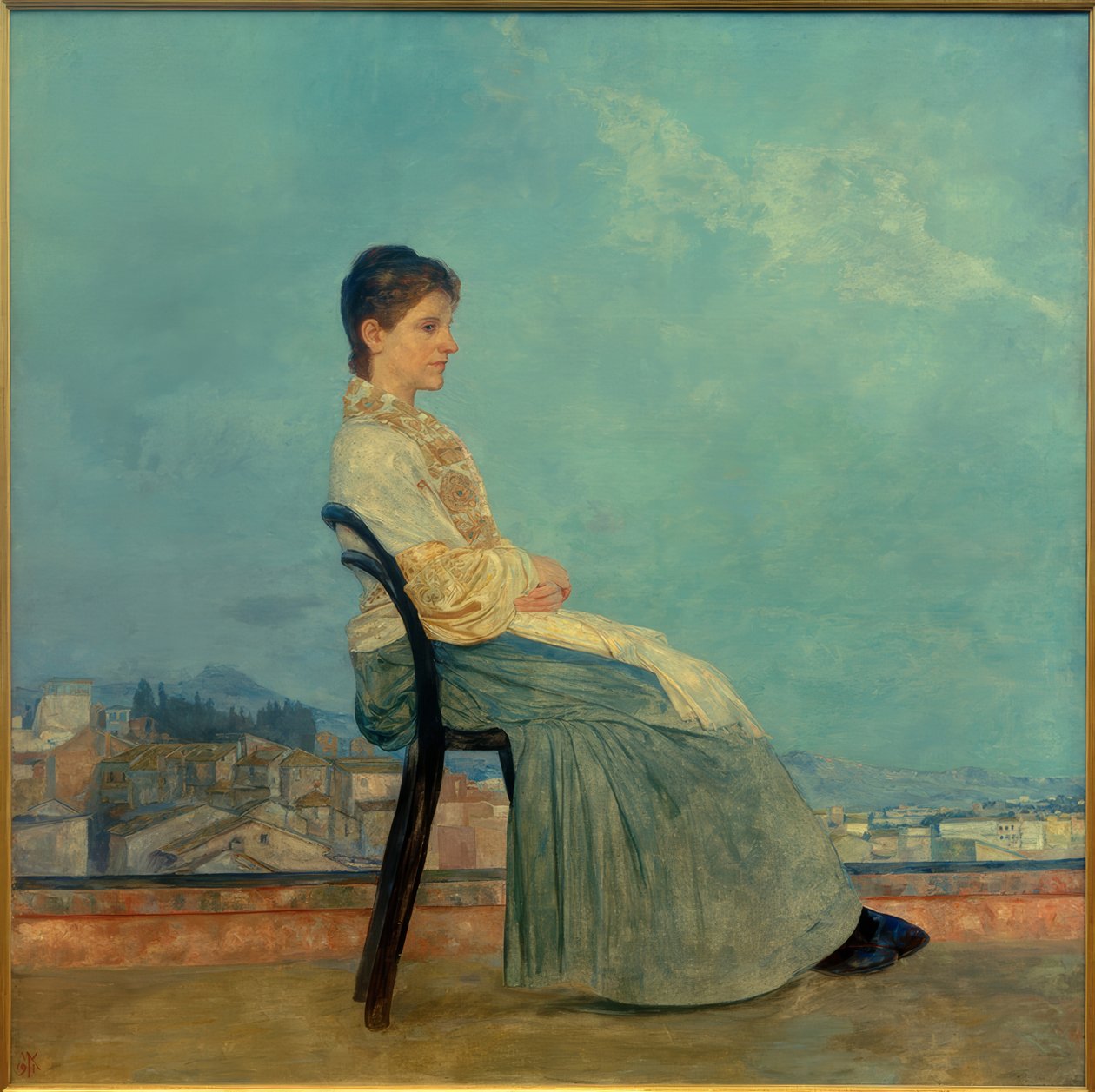 Portrait of a Roman Woman on a Flat Roof by Max Klinger