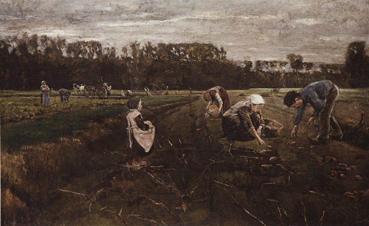 Potato Harvest of Barbizon by Max Liebermann