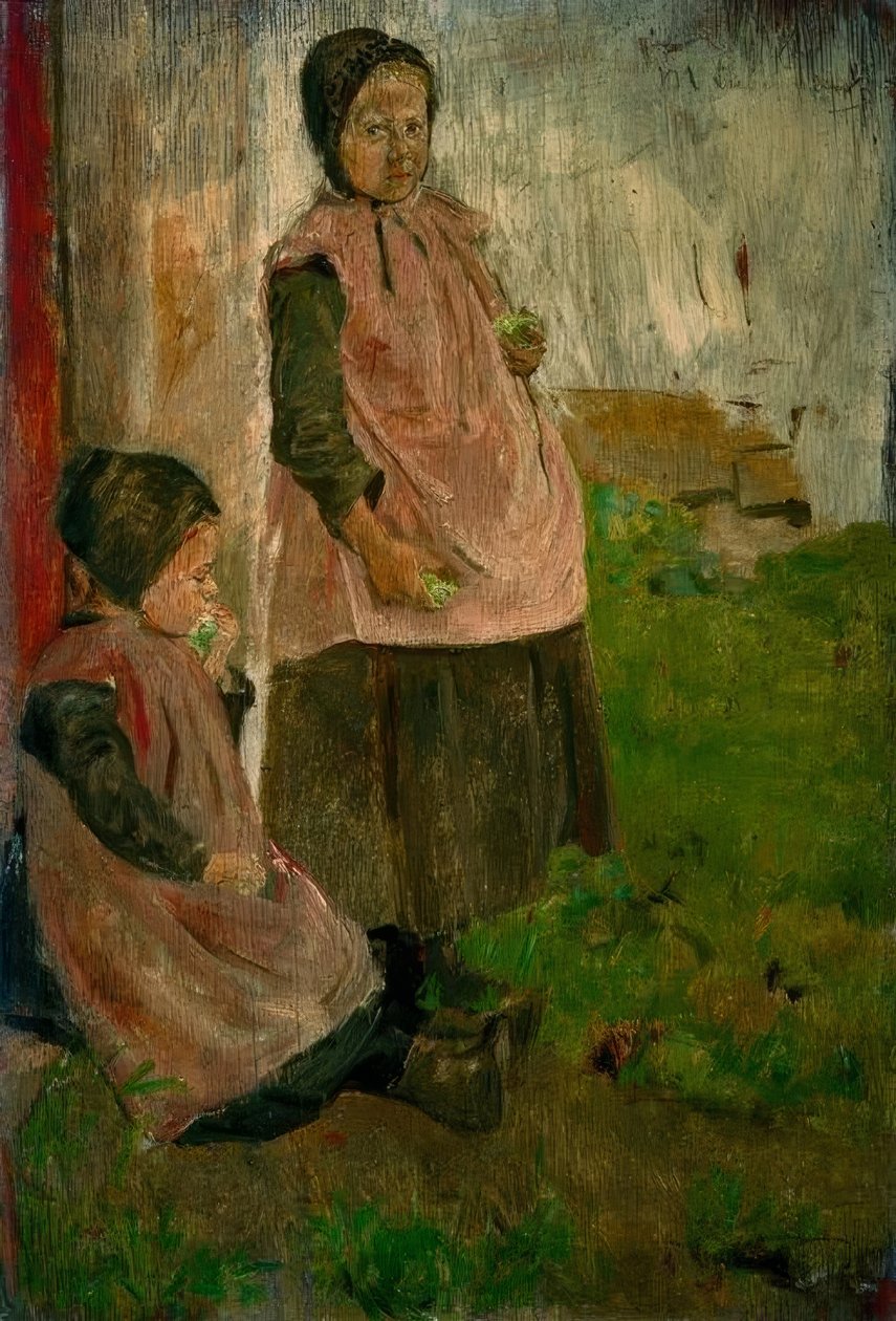 Two Girls Eating Apples by Max Liebermann