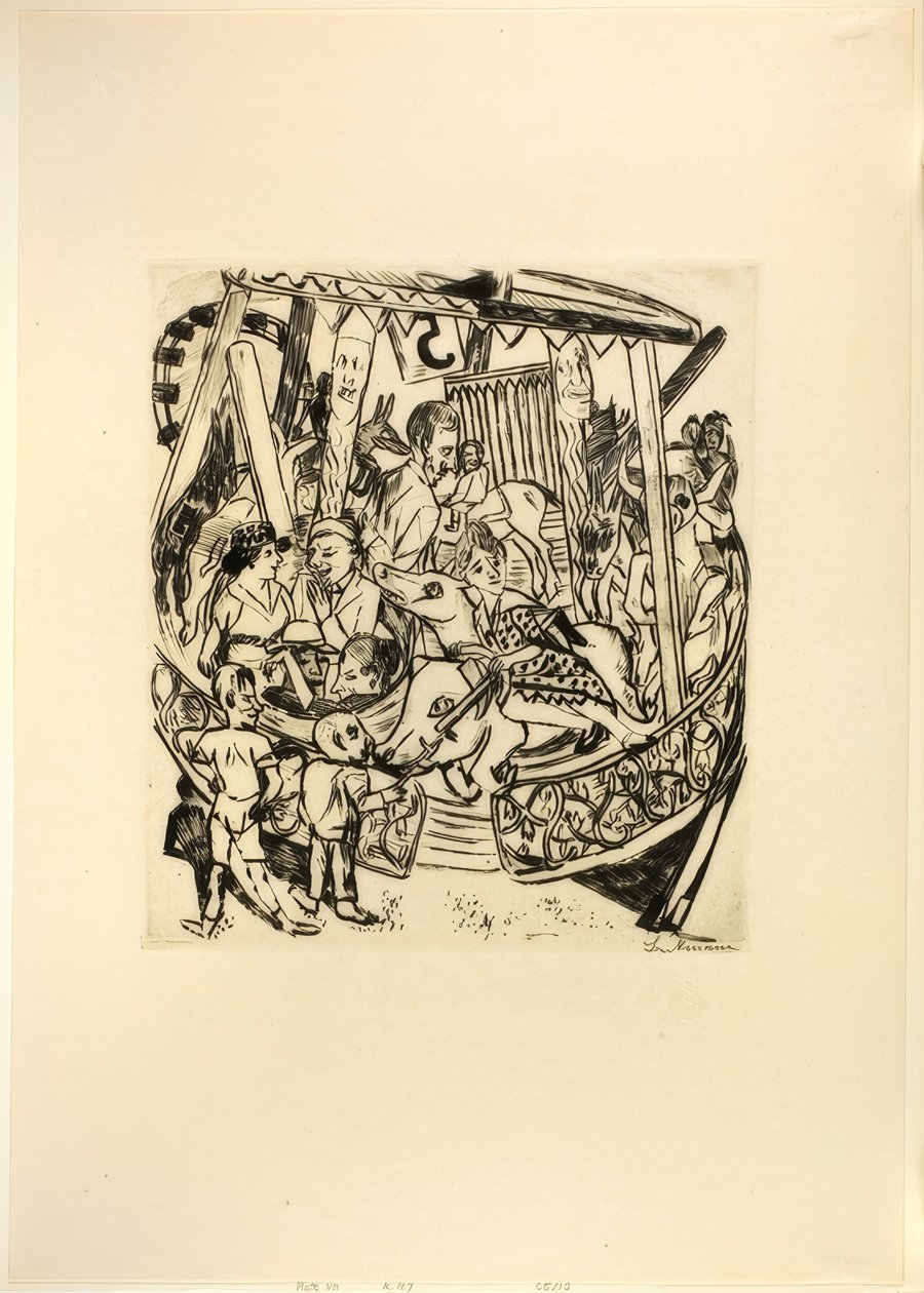 Merry-Go-Round, plate seven from Jahrmarkt by Max Beckmann