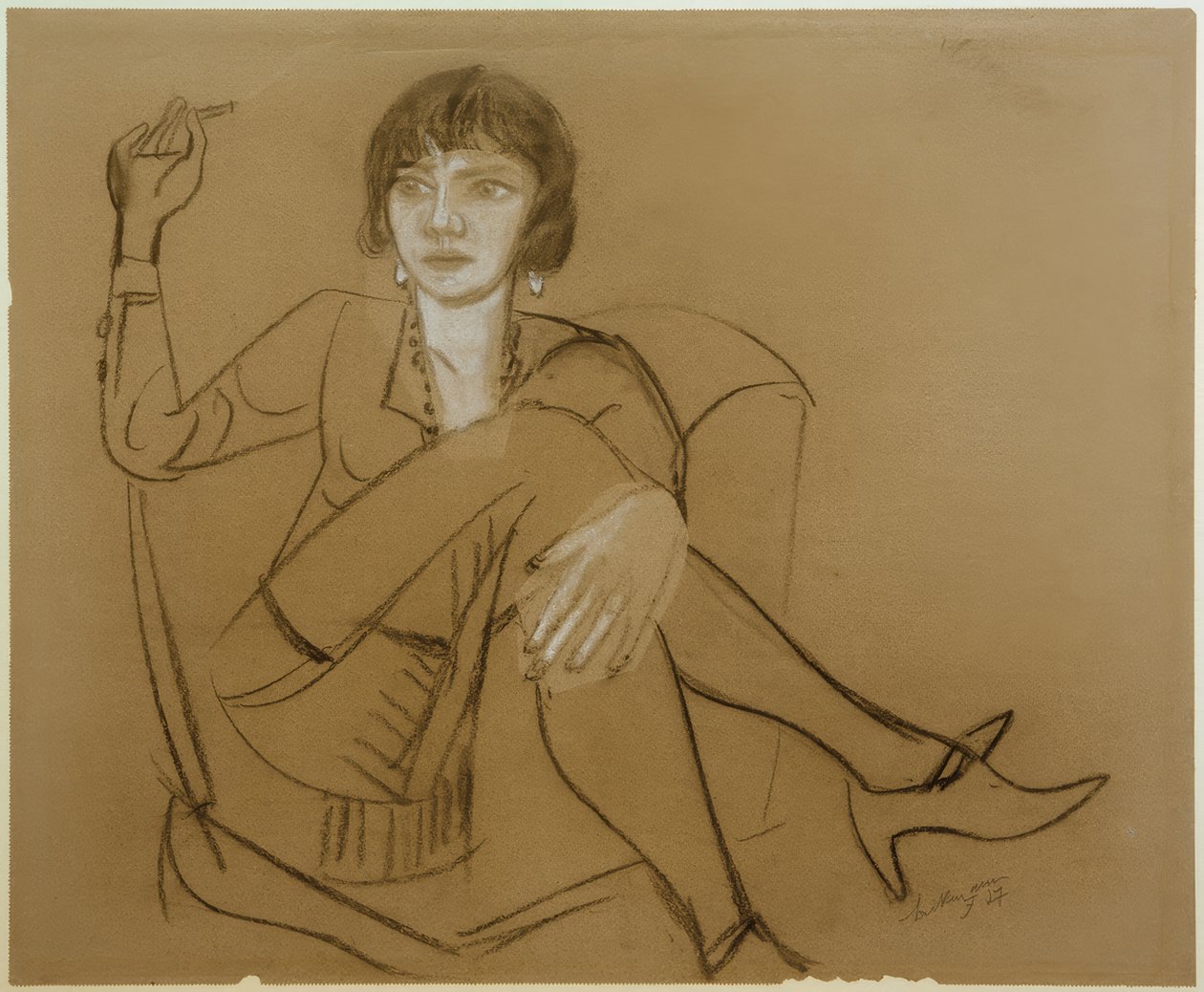 Quappi, Smoking in the Club Chair by Max Beckmann