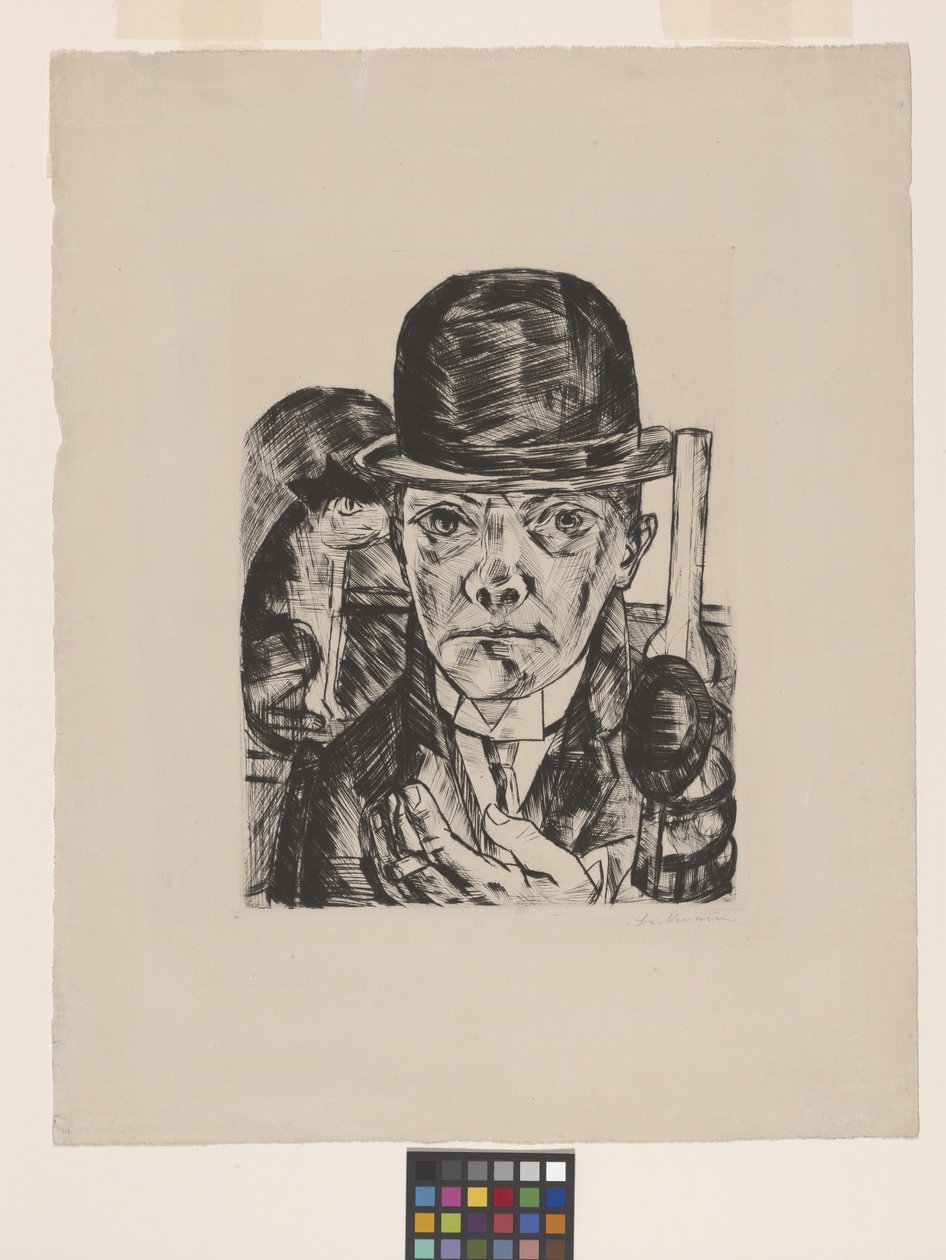 Self-Portrait in Bowler Hat by Max Beckmann