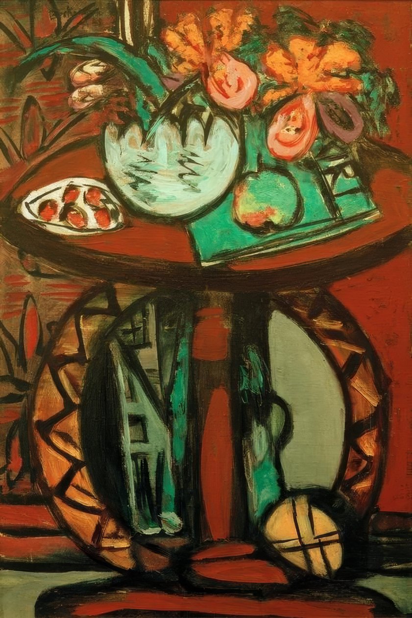 Still Life with Orange-Pink Orchids by Max Beckmann