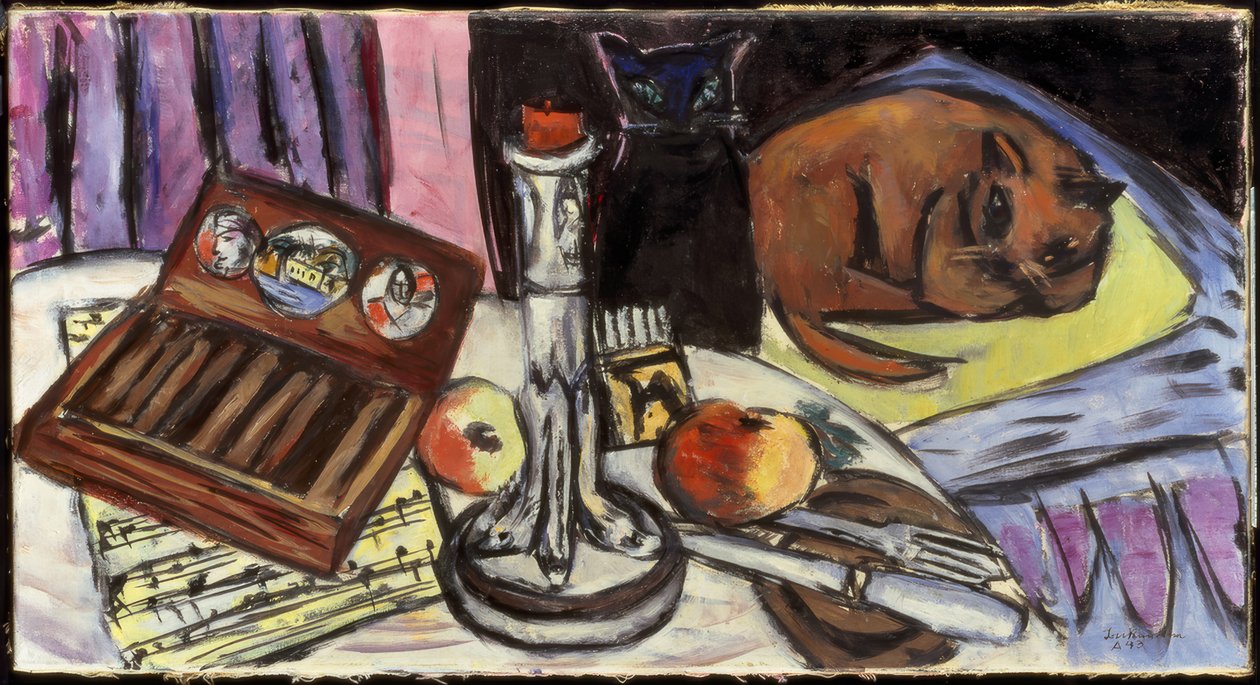 Still Life with Silver Candlestick (Still Life with Cats) by Max Beckmann
