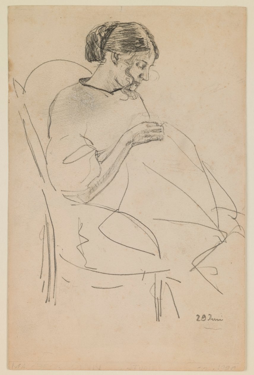 Study of a Woman Sewing by Max Beckmann