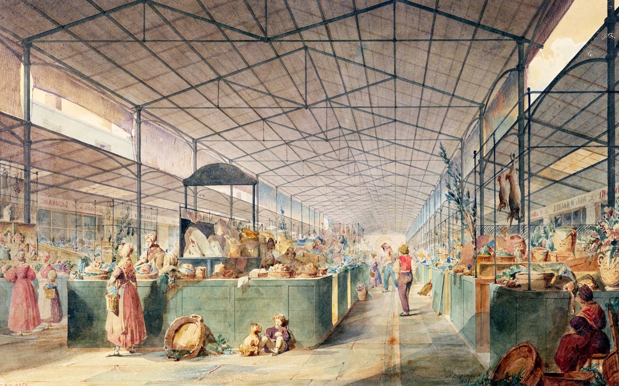Interior of Les Halles, 1835 by Max Berthelin