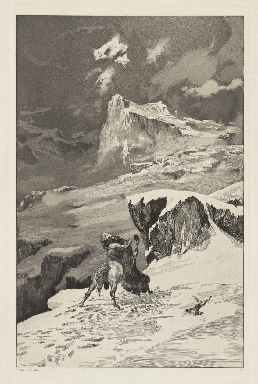 Intermezzi, Opus IV, Bl. 5: Fighting Centaurs by Max Klinger